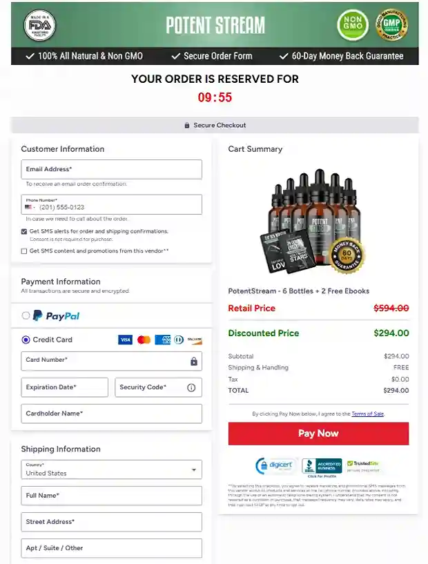 PotentStream Order Page